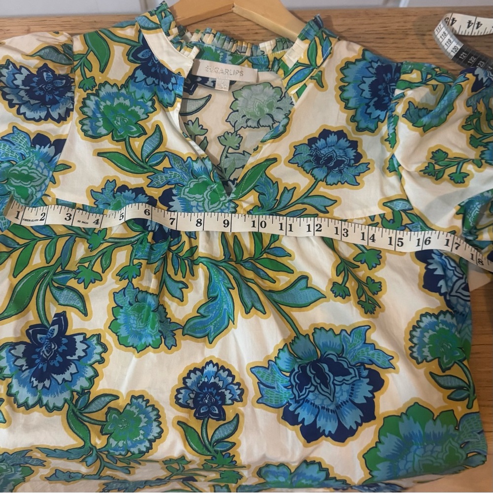 Avara Sugarlips Blue and Green Floral Blouse - Picture 6 of 7
